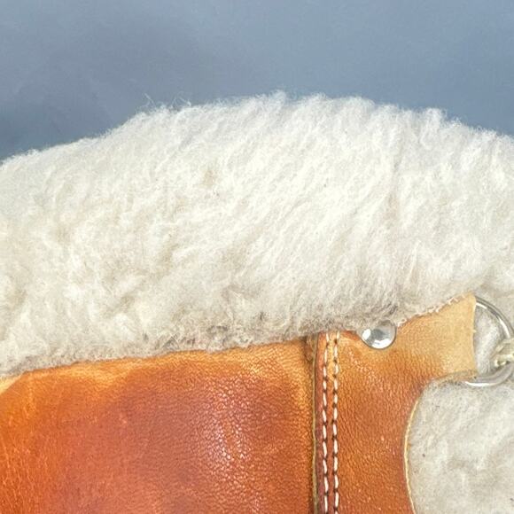 VTG Cabelas Boots 8 Leather Shearling Lace-Up Chunky 70s Distressed Boho Hippy - Picture 14 of 16